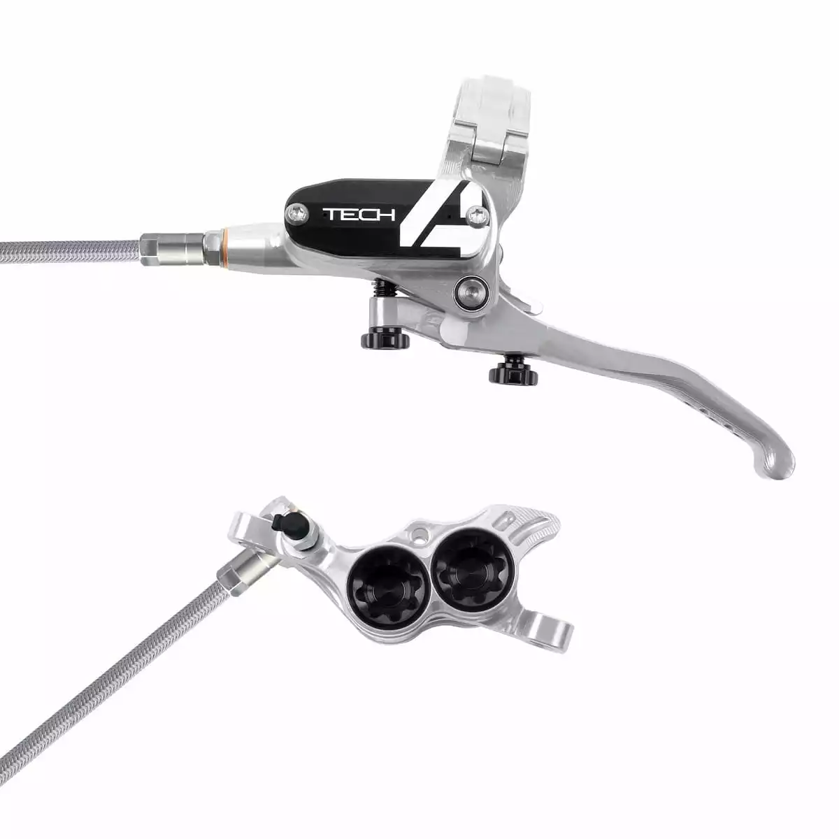 HOPE Tech 4 E4 Schijfrem Stalen Gevlochten Lijn - Zilver / Zwart 1 HOPE Tech 4 E4 Schijfrem Stalen Gevlochten Lijn - Zilver / Zwart